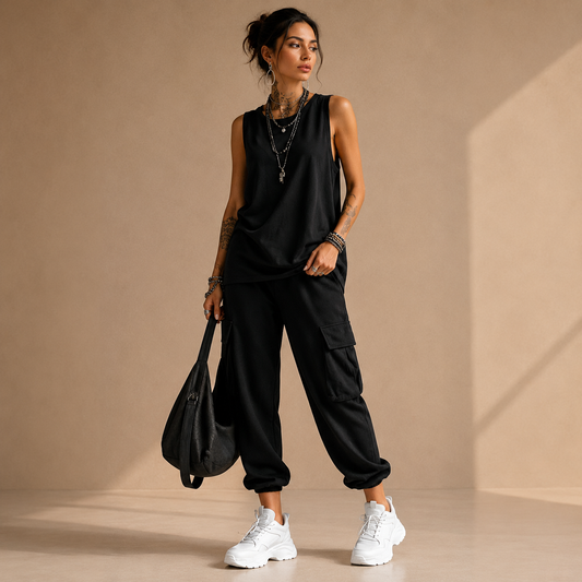 DRESOWO Conjunto Nina de Dos Piezas con Pantalones Cargo