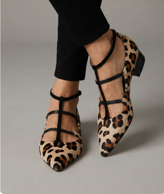 Franca Zapatos de Tacón con Correa de Leopardo para Mujer