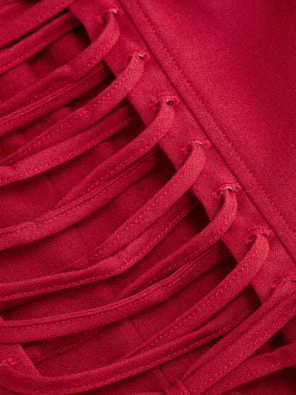 Cider Vestido Maxi Acampanado con Escote en U y Cordones