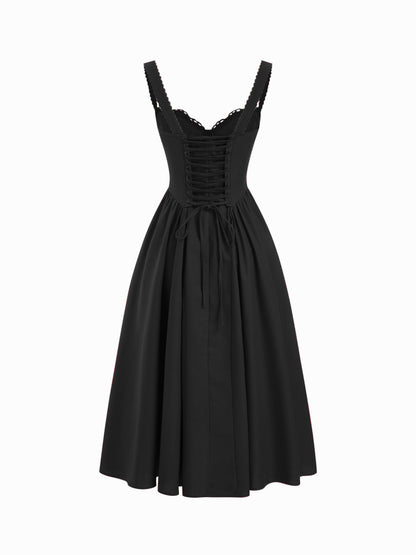 Cider Vestido Maxi Acampanado con Escote en U y Cordones