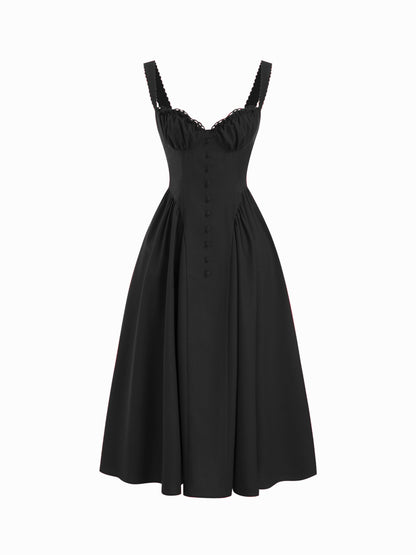 Cider Vestido Maxi Acampanado con Escote en U y Cordones