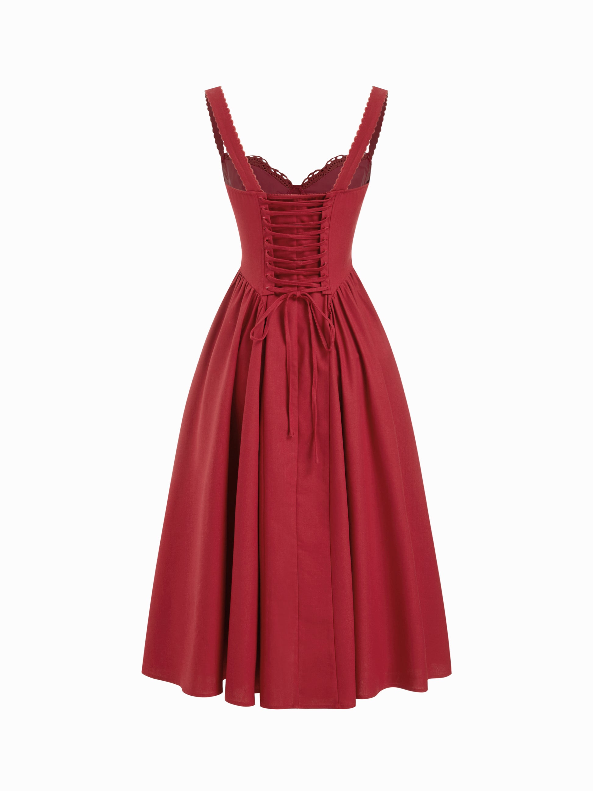 Cider Vestido Maxi Acampanado con Escote en U y Cordones