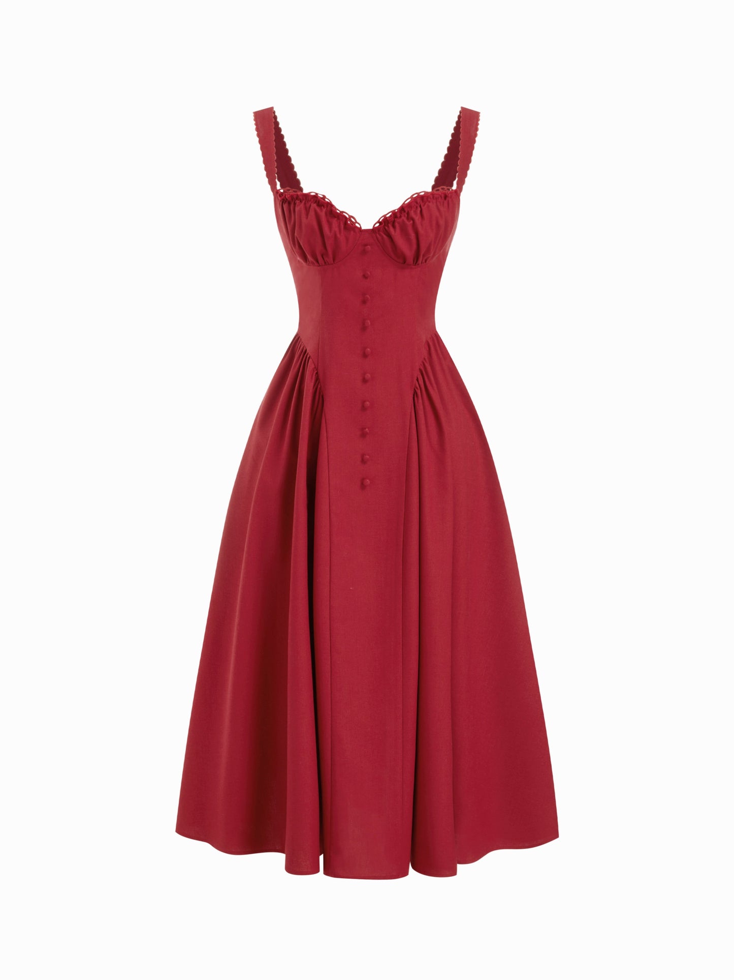Cider Vestido Maxi Acampanado con Escote en U y Cordones