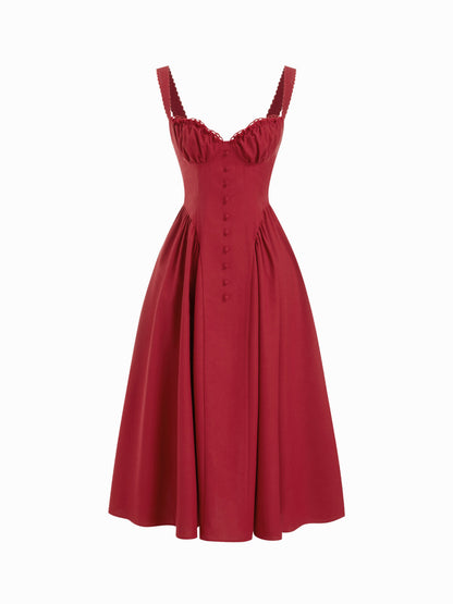 Cider Vestido Maxi Acampanado con Escote en U y Cordones