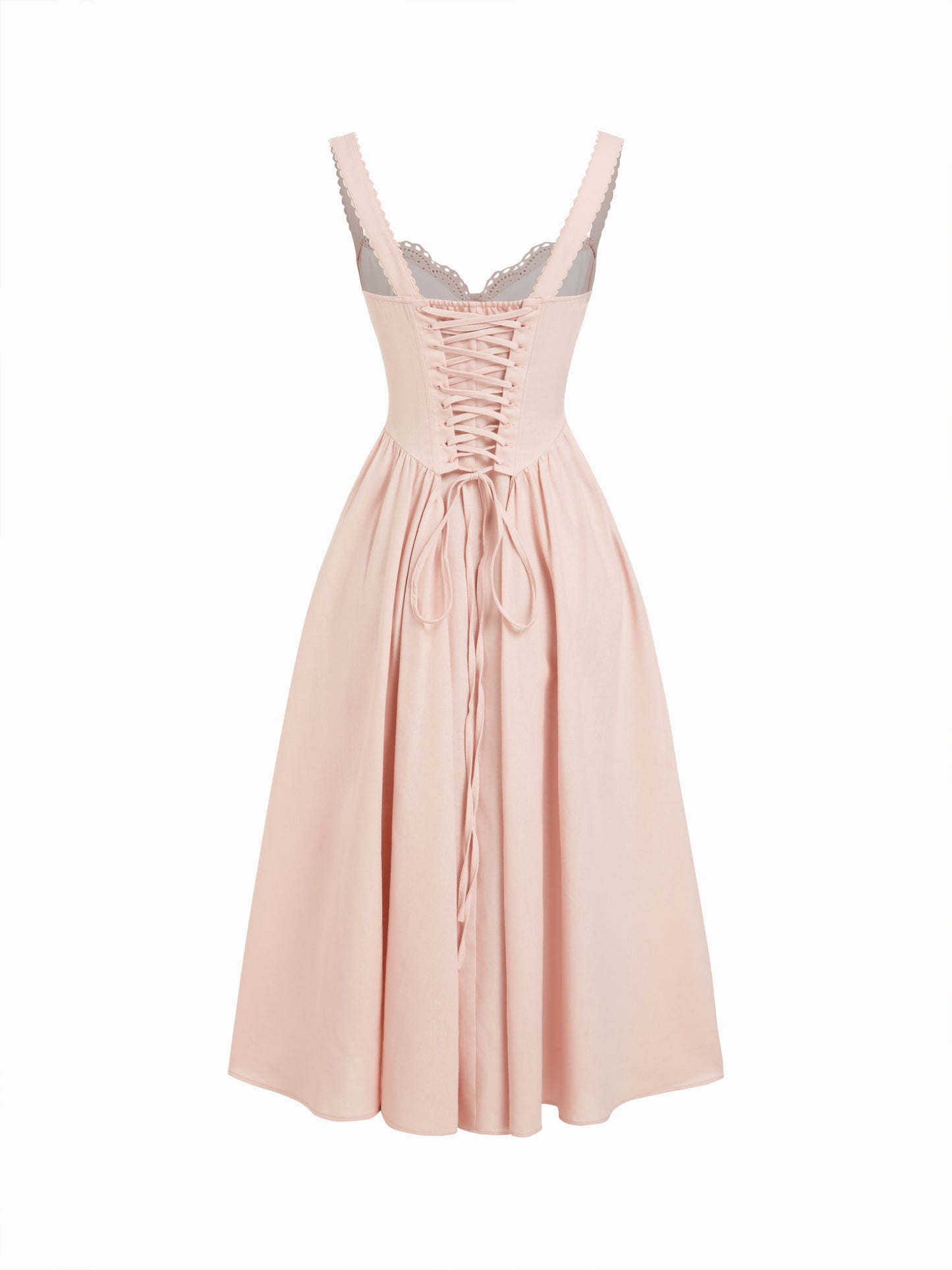 Cider Vestido Maxi Acampanado con Escote en U y Cordones