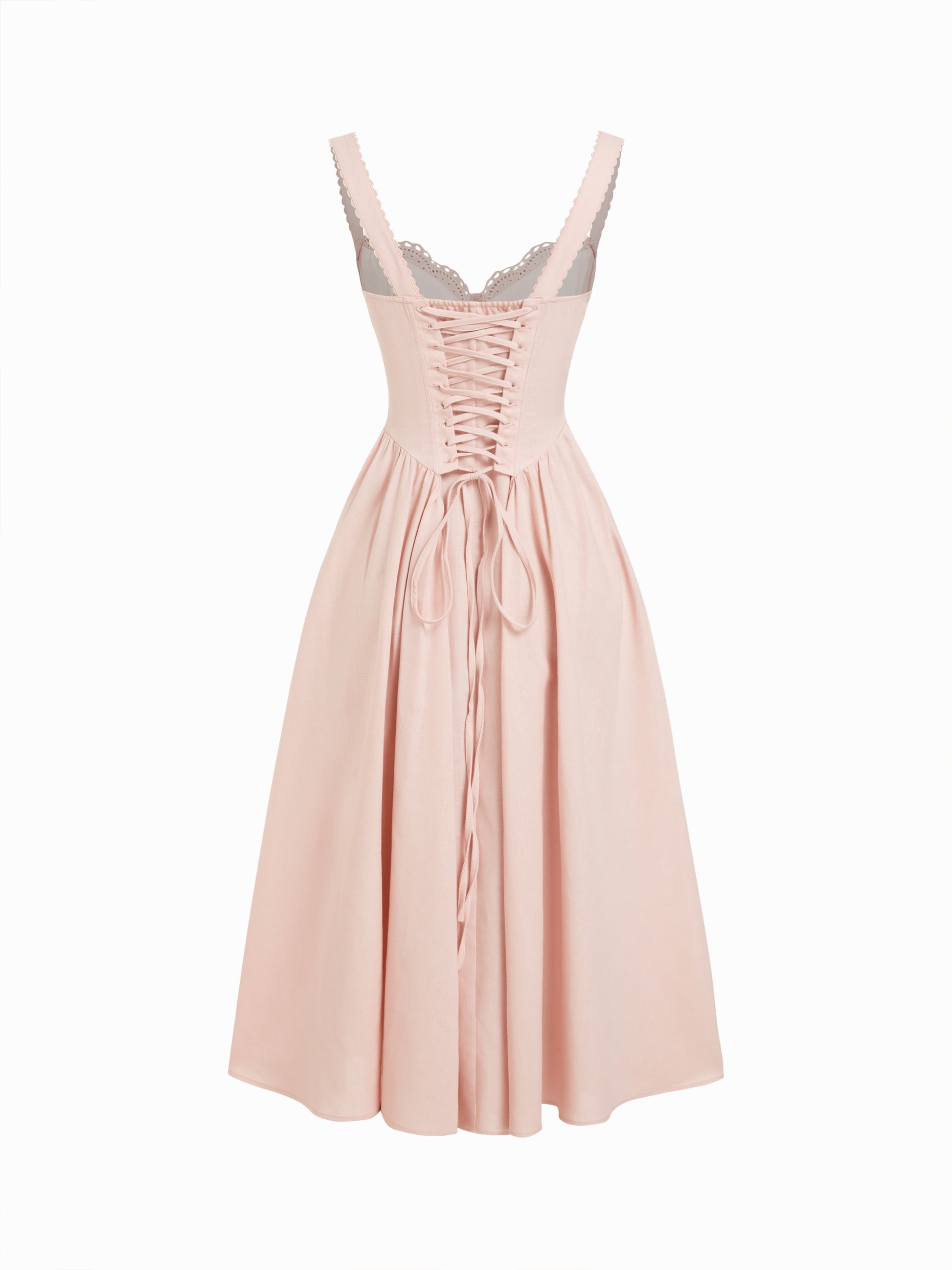 Cider Vestido Maxi Acampanado con Escote en U y Cordones