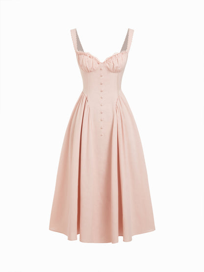 Cider Vestido Maxi Acampanado con Escote en U y Cordones