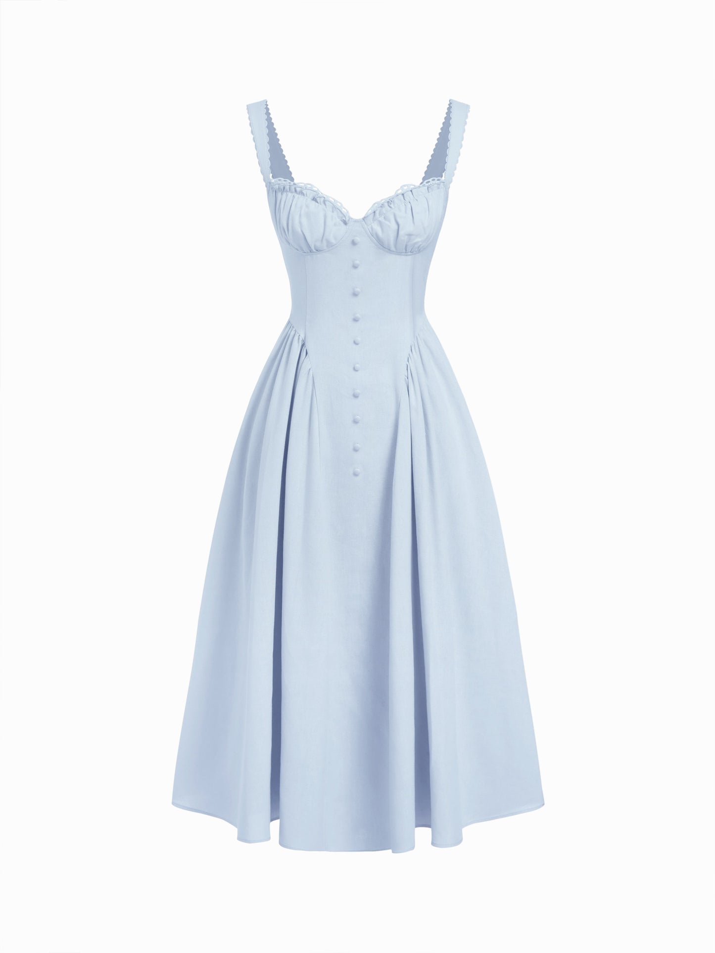 Cider Vestido Maxi Acampanado con Escote en U y Cordones
