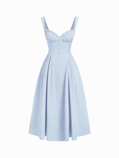 Cider Vestido Maxi Acampanado con Escote en U y Cordones