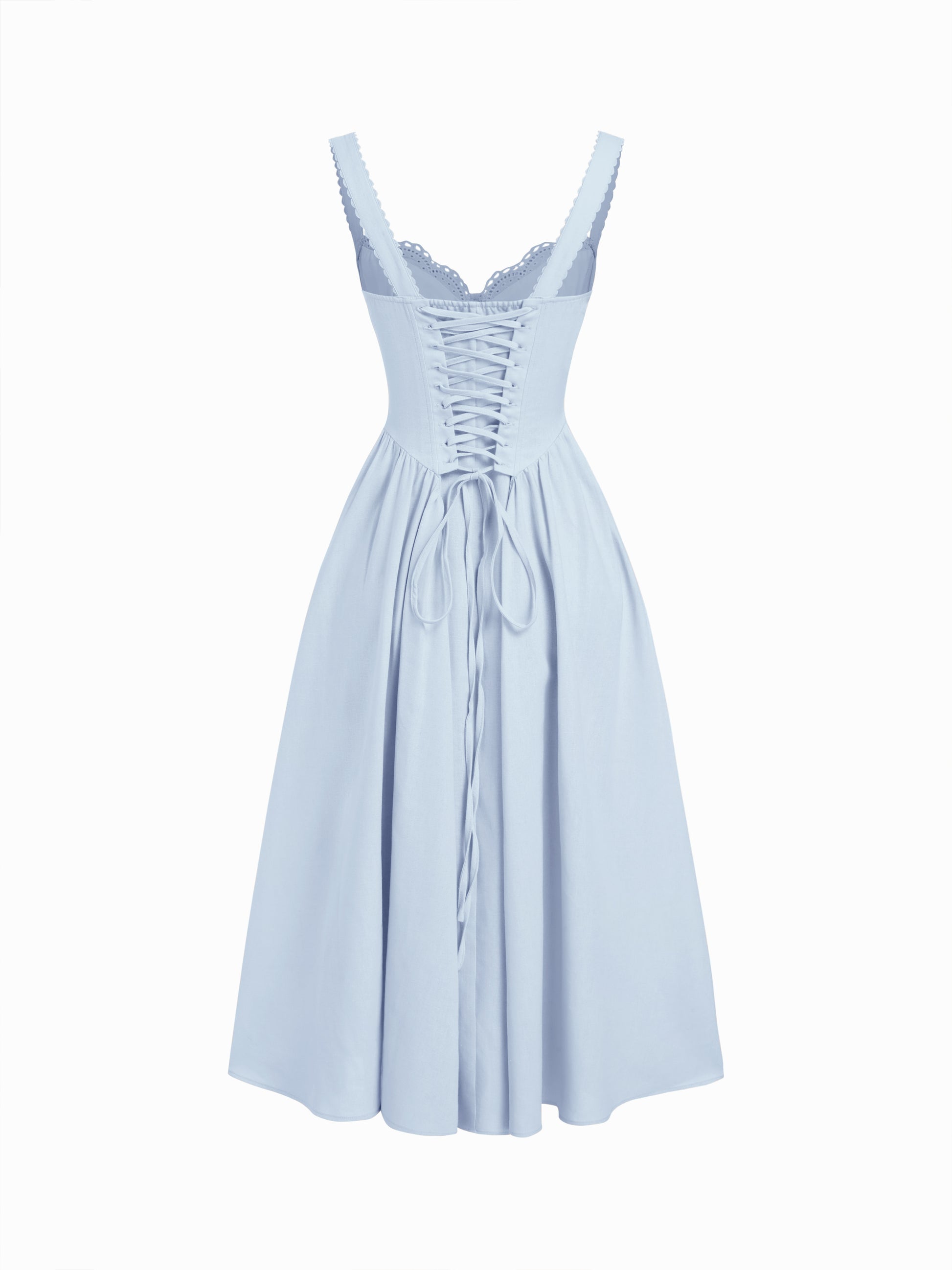 Cider Vestido Maxi Acampanado con Escote en U y Cordones