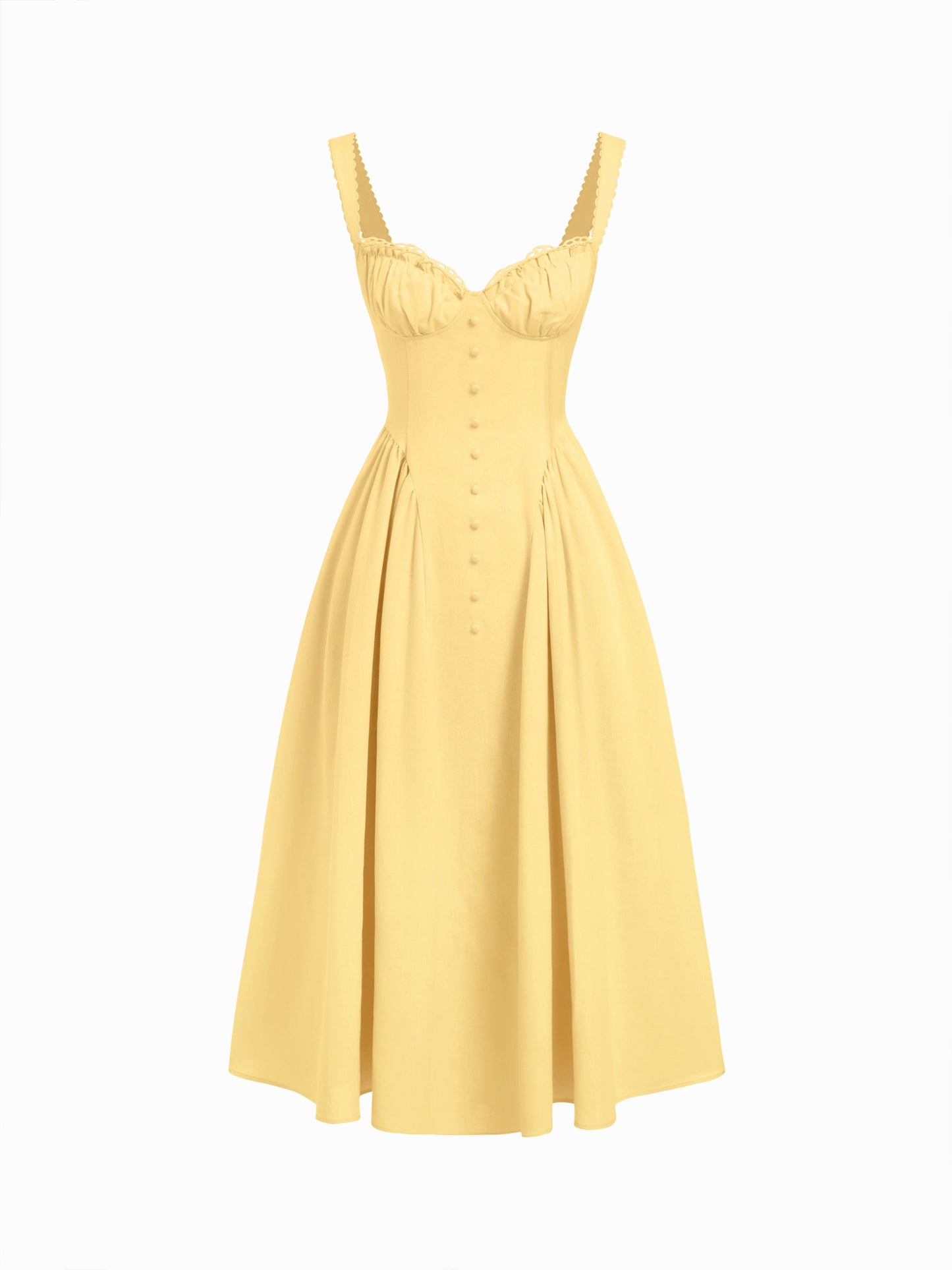Cider Vestido Maxi Acampanado con Escote en U y Cordones