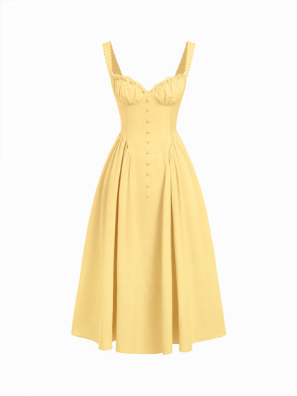 Cider Vestido Maxi Acampanado con Escote en U y Cordones