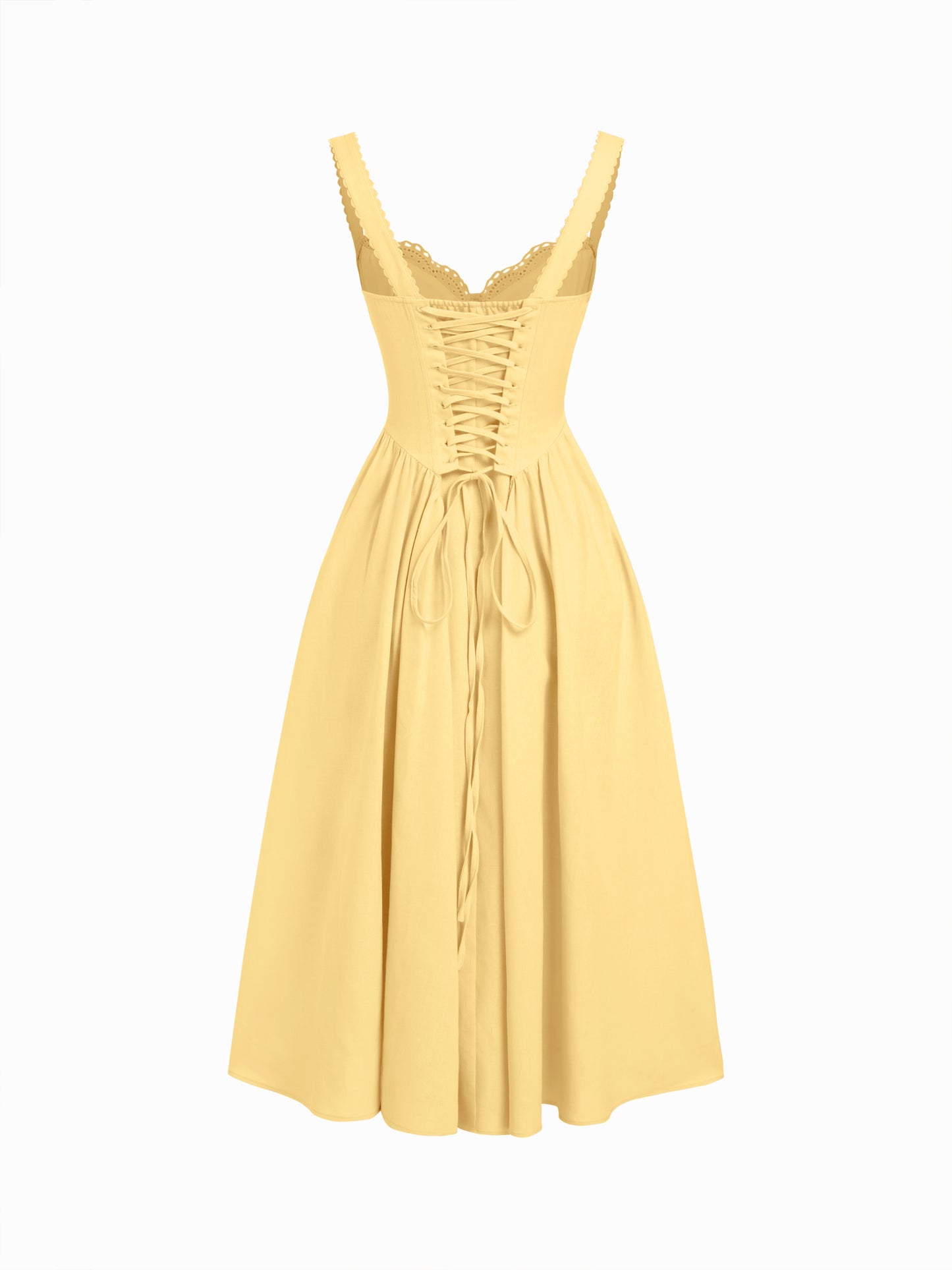 Cider Vestido Maxi Acampanado con Escote en U y Cordones