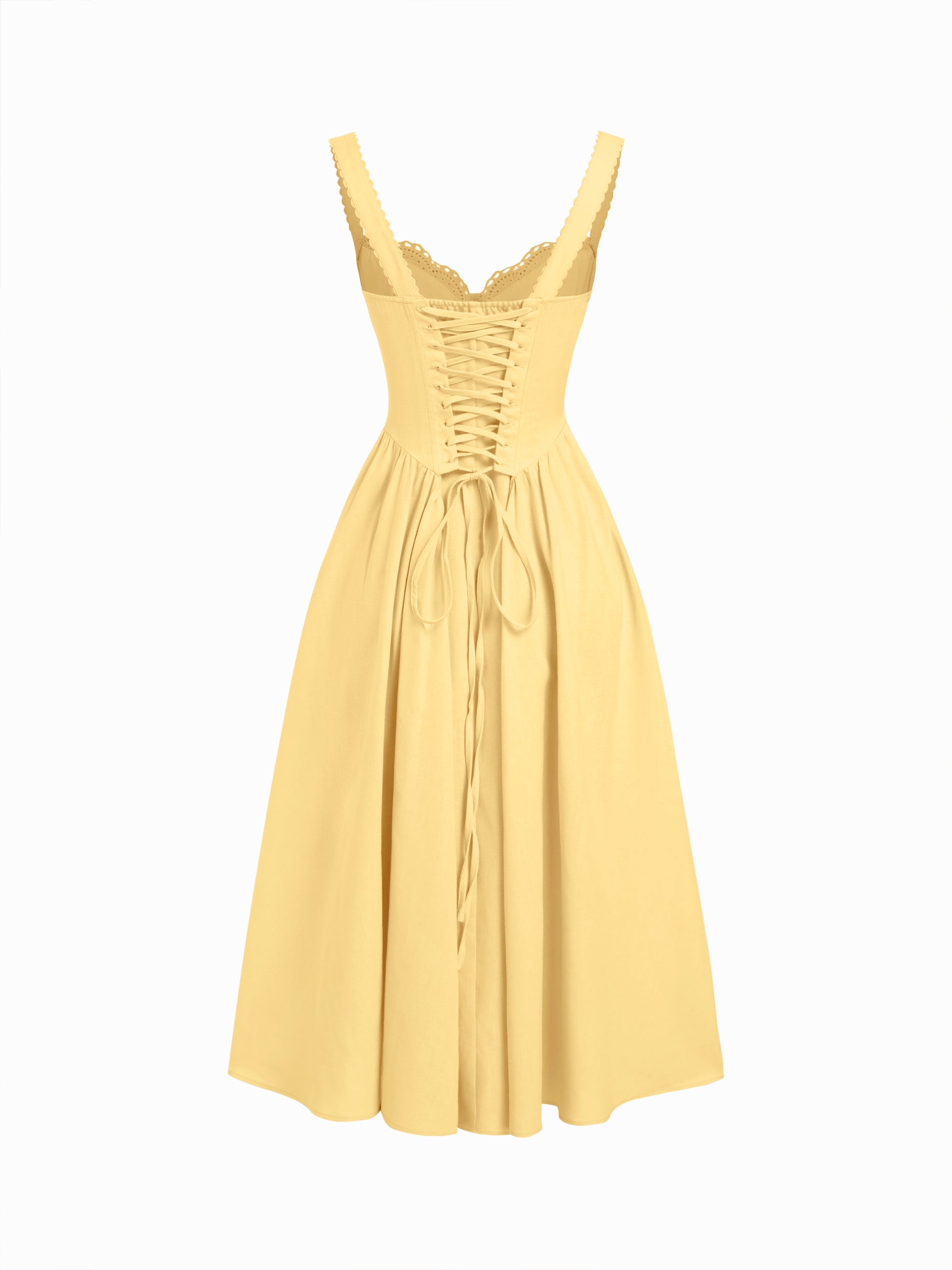 Cider Vestido Maxi Acampanado con Escote en U y Cordones