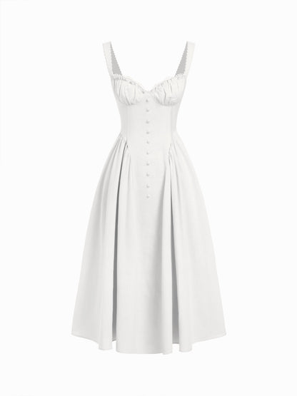 Cider Vestido Maxi Acampanado con Escote en U y Cordones