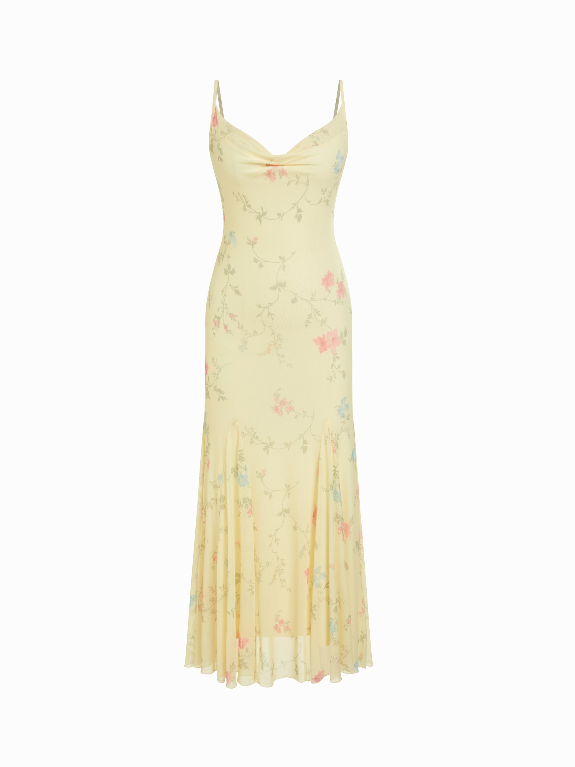 Vestido Maxi de Malla con Flores y Escote Corazón Cider