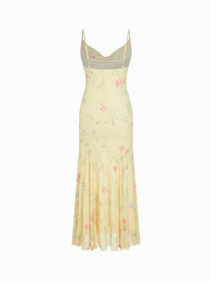Vestido Maxi de Malla con Flores y Escote Corazón Cider