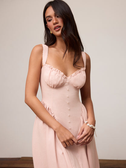 Cider Vestido Maxi Acampanado con Escote en U y Cordones