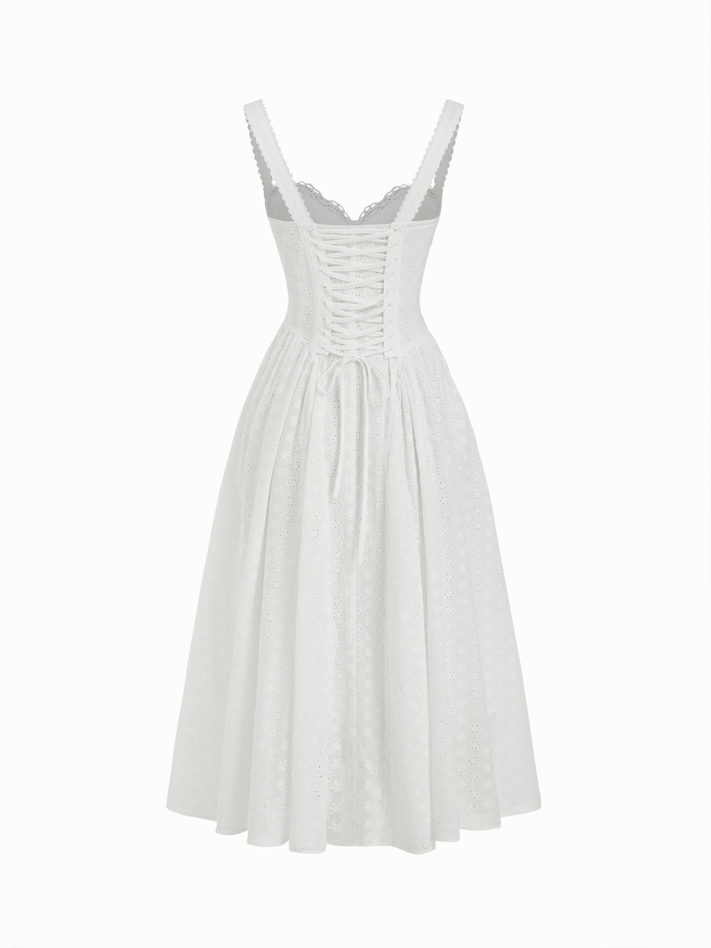 Cider Vestido Maxi Acampanado con Escote en U y Cordones