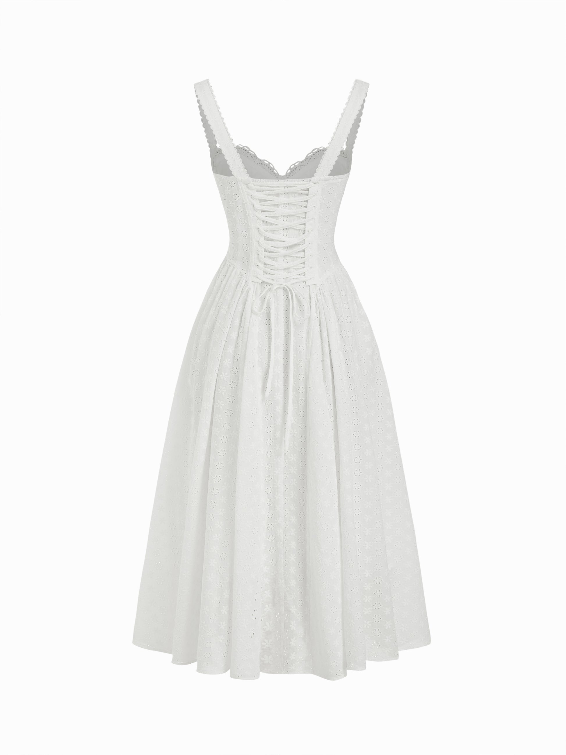 Cider Vestido Maxi Acampanado con Escote en U y Cordones