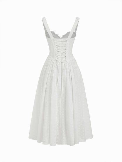 Cider Vestido Maxi Acampanado con Escote en U y Cordones