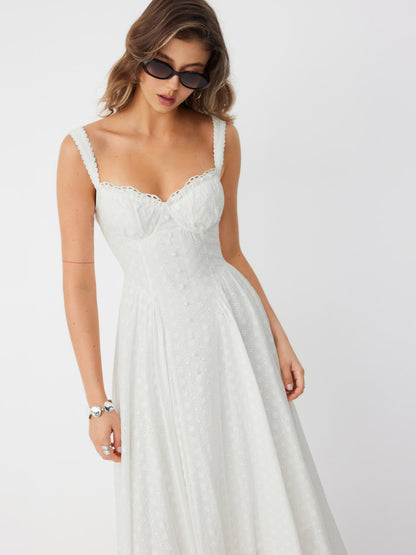 Cider Vestido Maxi Acampanado con Escote en U y Cordones