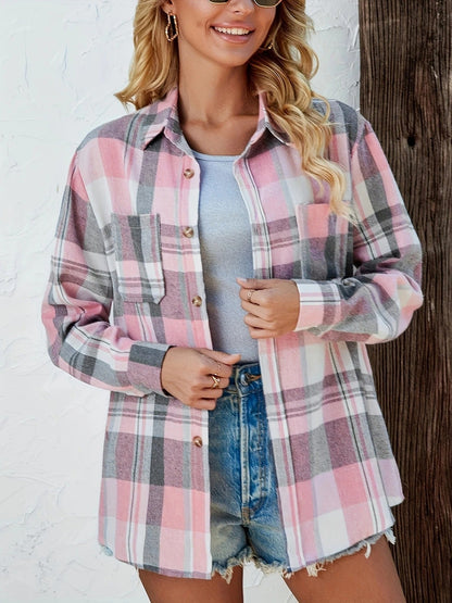 Alevioka Frances Camisa de Franela a Cuadros Oversized para Mujer