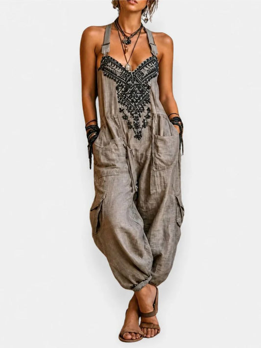 Elena Romanelli Emma Salopette Boho con Tasche a Toppa