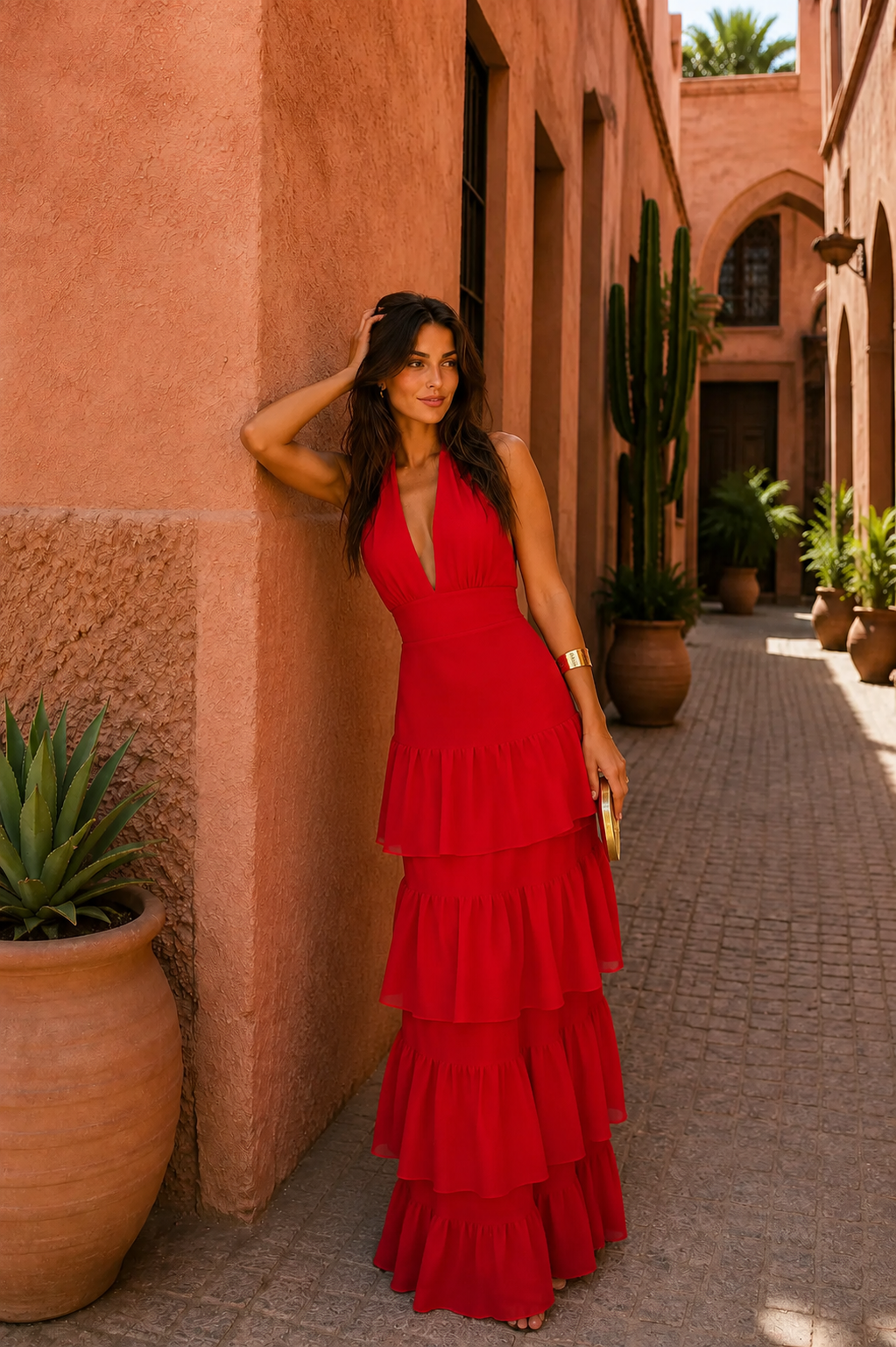 Valmont Madrid Vestido Manila Rojo con Ajuste Elástico