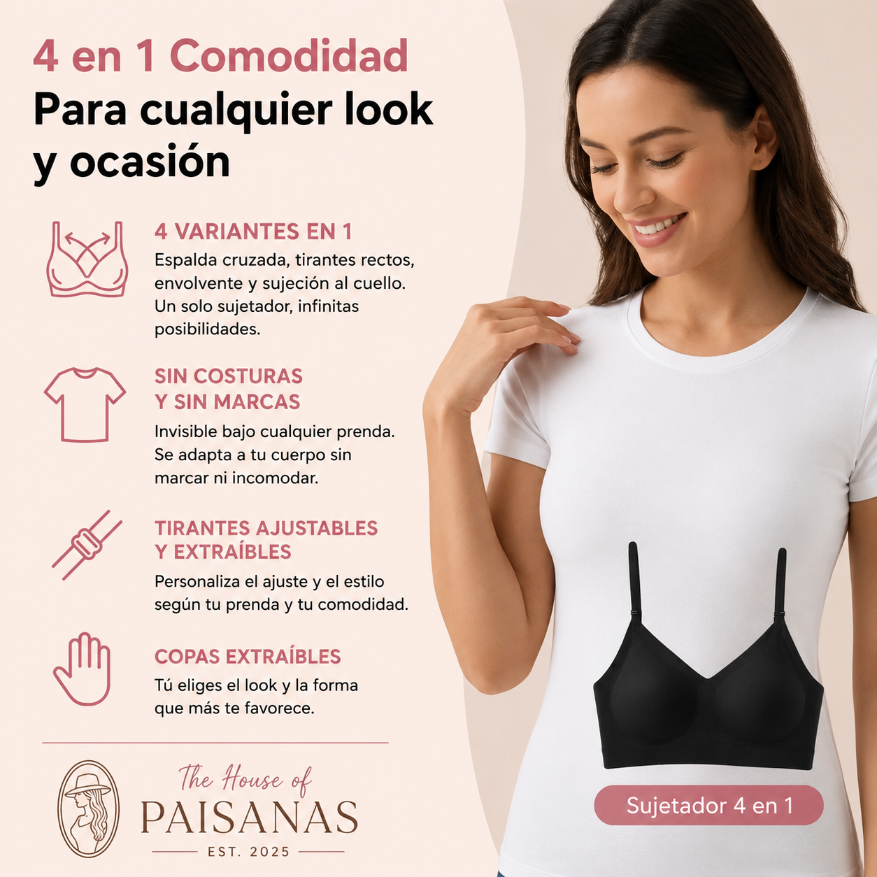 VIVA - Sujetador Sin Costuras 4 Modos