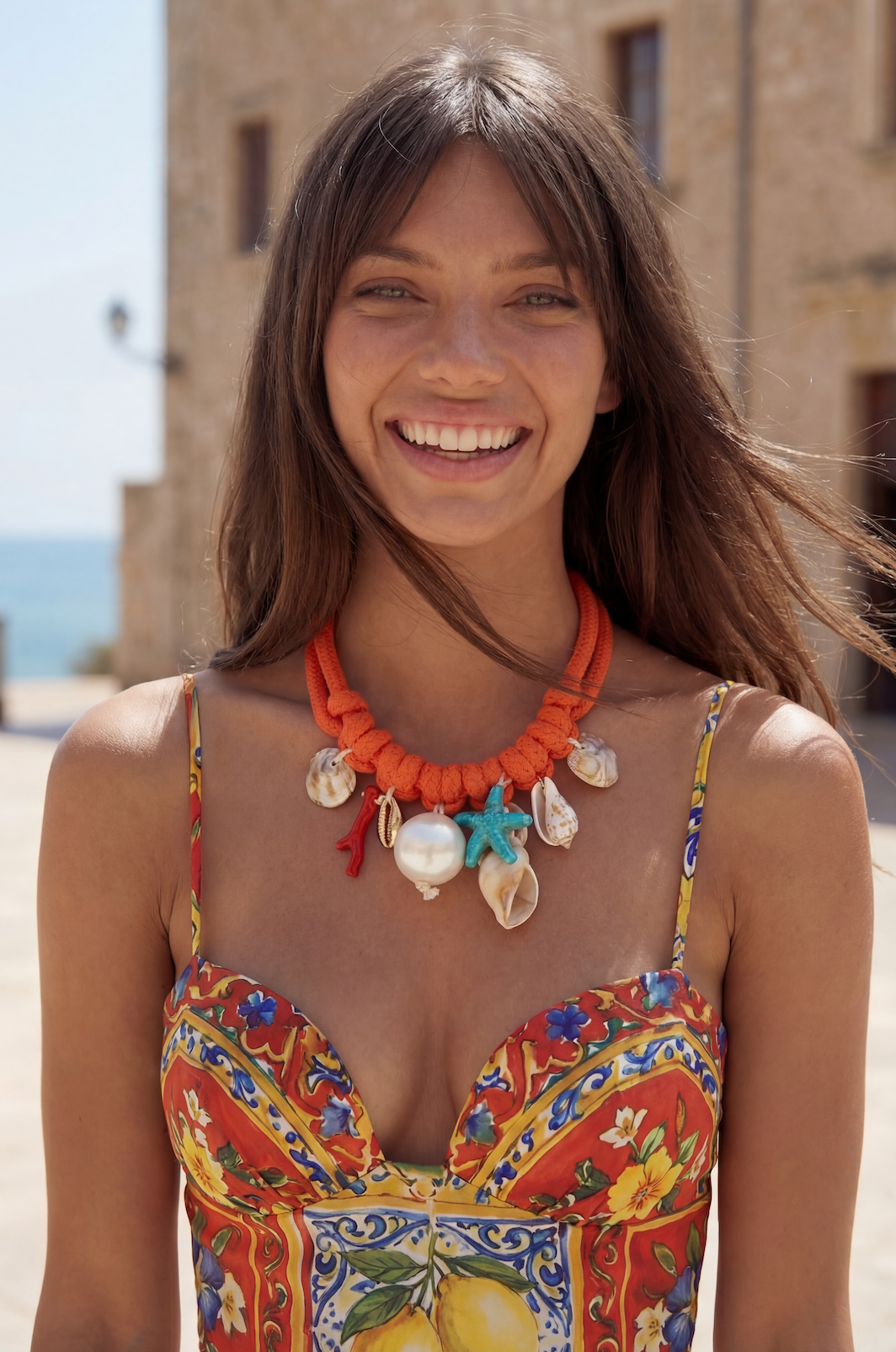 Isabelinass Souffle de Corail Collar con Dije de Coral