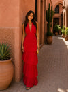 Valmont Madrid Vestido Manila Rojo con Ajuste Elástico