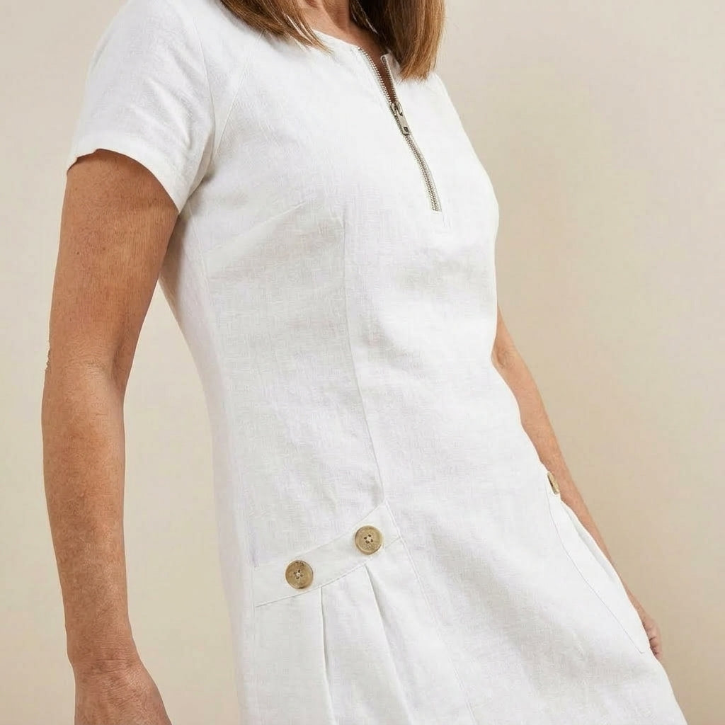 Vestido Eliana de Lino y Algodón con Cierre Frontal