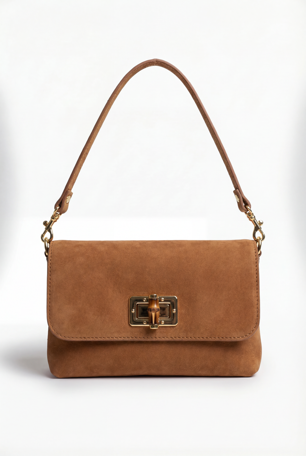 Bolso de Hombro de Piel Gamuzada con Bandolera para Mujer