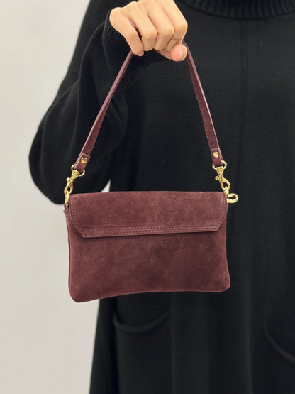 Bolso de Hombro de Piel Gamuzada con Bandolera para Mujer