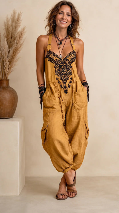 Elena Romanelli Emma Salopette Boho con Tasche a Toppa