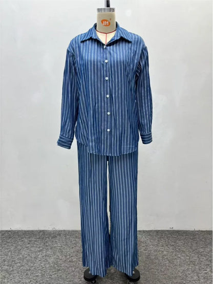 Medellín - Conjunto Pantalón y Camisa de Rayas Mujer