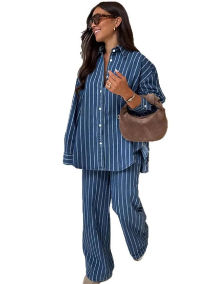 Medellín - Conjunto Pantalón y Camisa de Rayas Mujer