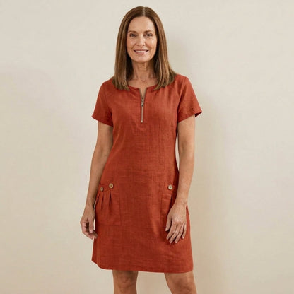 Vestido Eliana de Lino y Algodón con Cierre Frontal