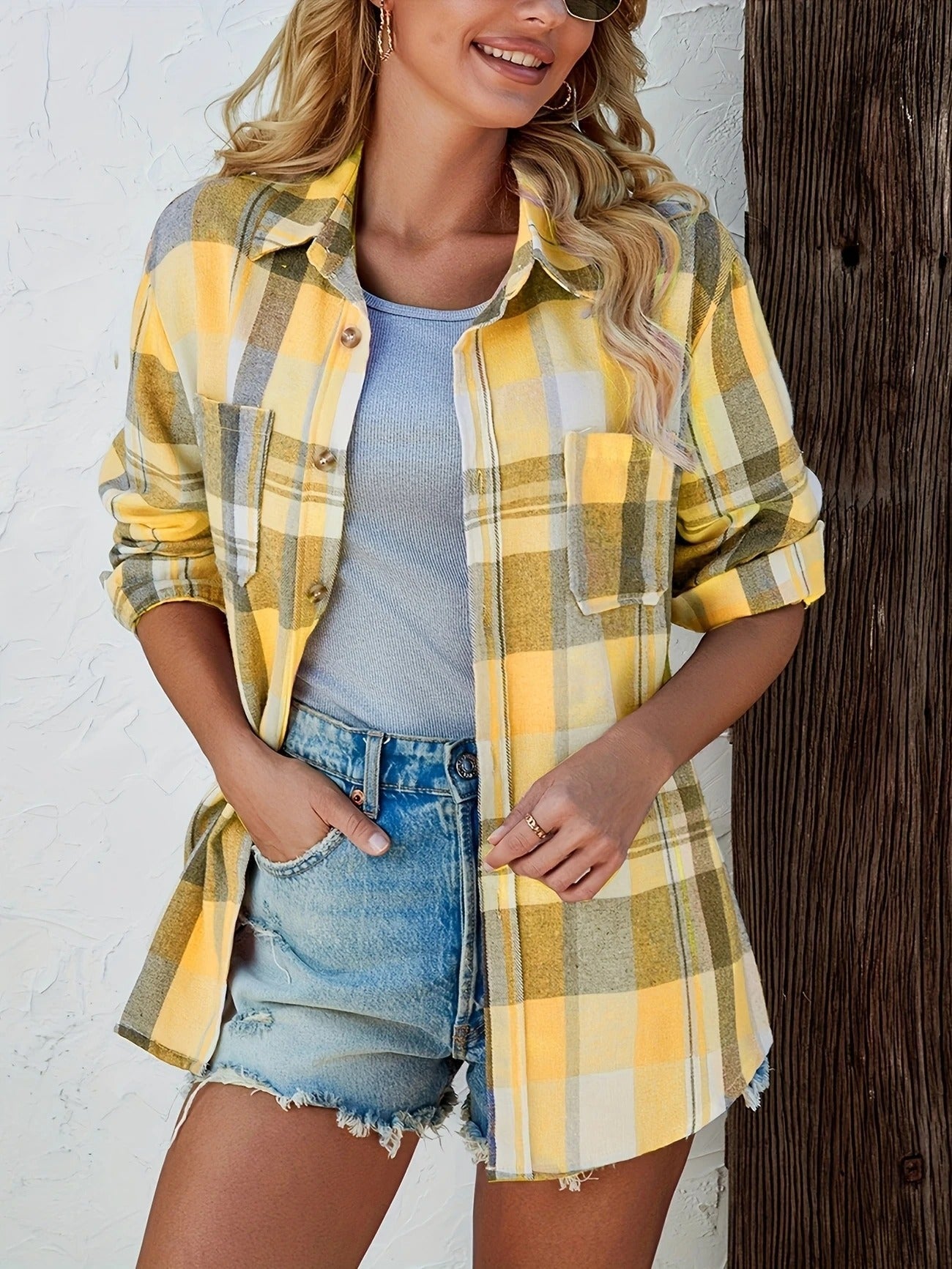 Alevioka Frances Camisa de Franela a Cuadros Oversized para Mujer