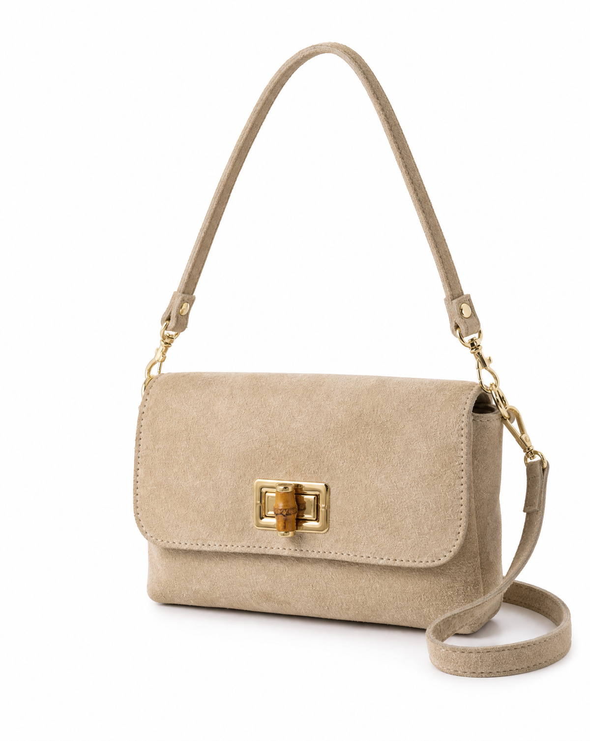 Bolso de Hombro de Piel Gamuzada con Bandolera para Mujer