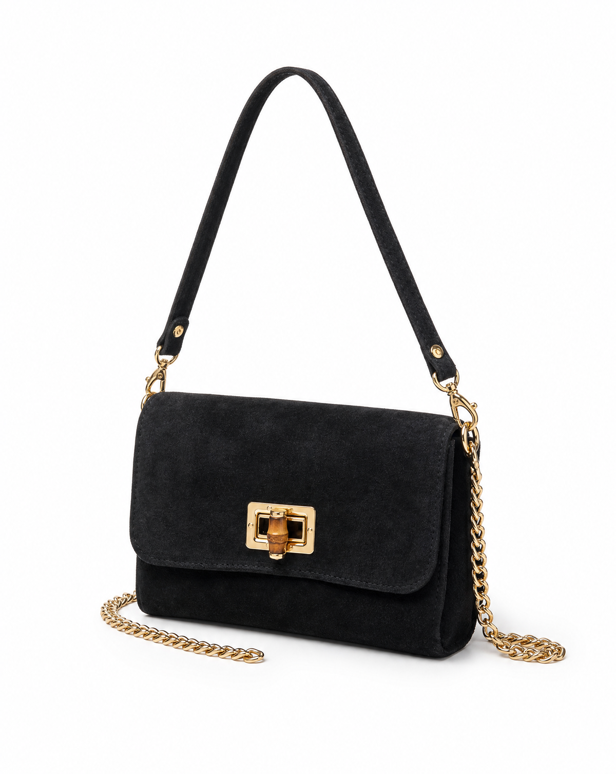 Bolso de Hombro de Piel Gamuzada con Bandolera para Mujer