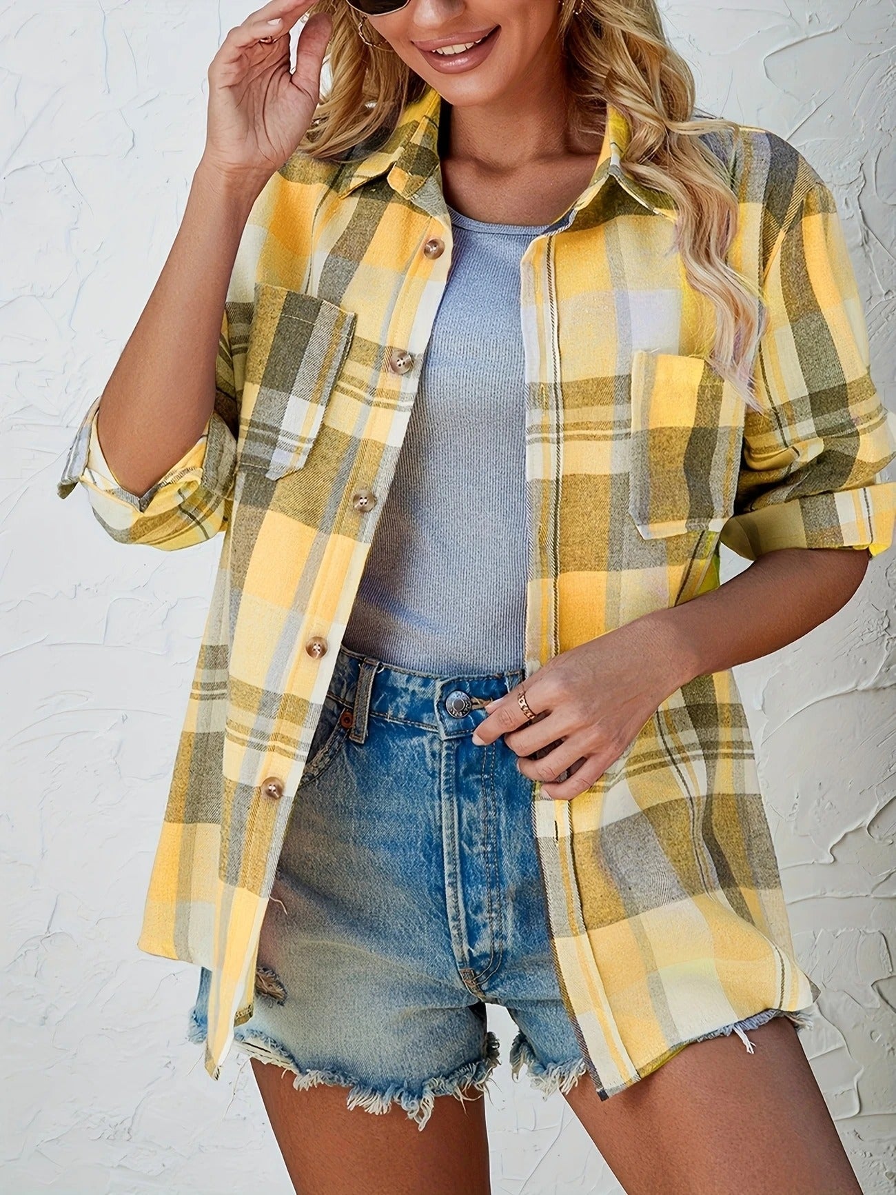 Alevioka Frances Camisa de Franela a Cuadros Oversized para Mujer