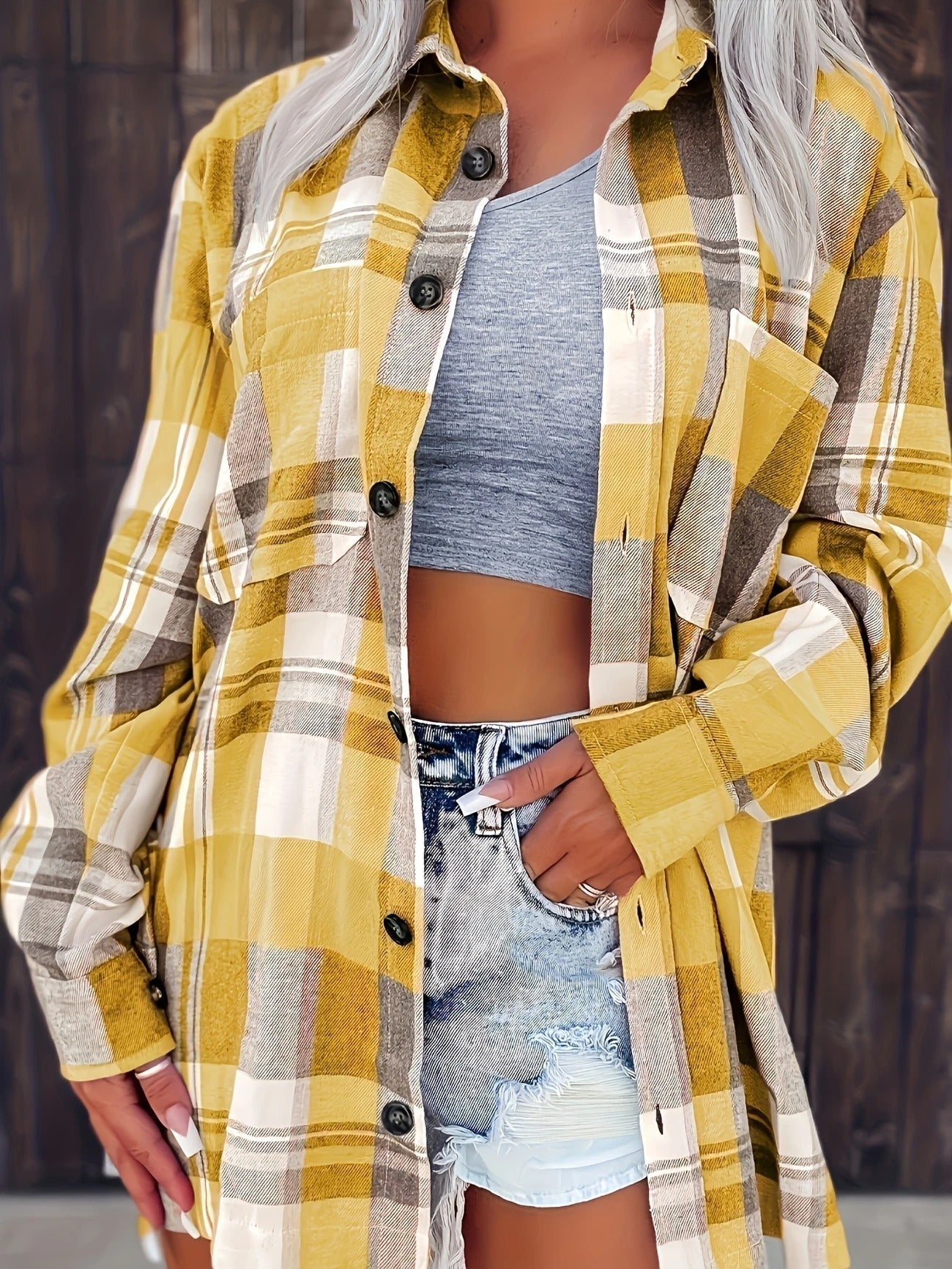 Alevioka Frances Camisa de Franela a Cuadros Oversized para Mujer