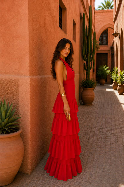 Valmont Madrid Vestido Manila Rojo con Ajuste Elástico