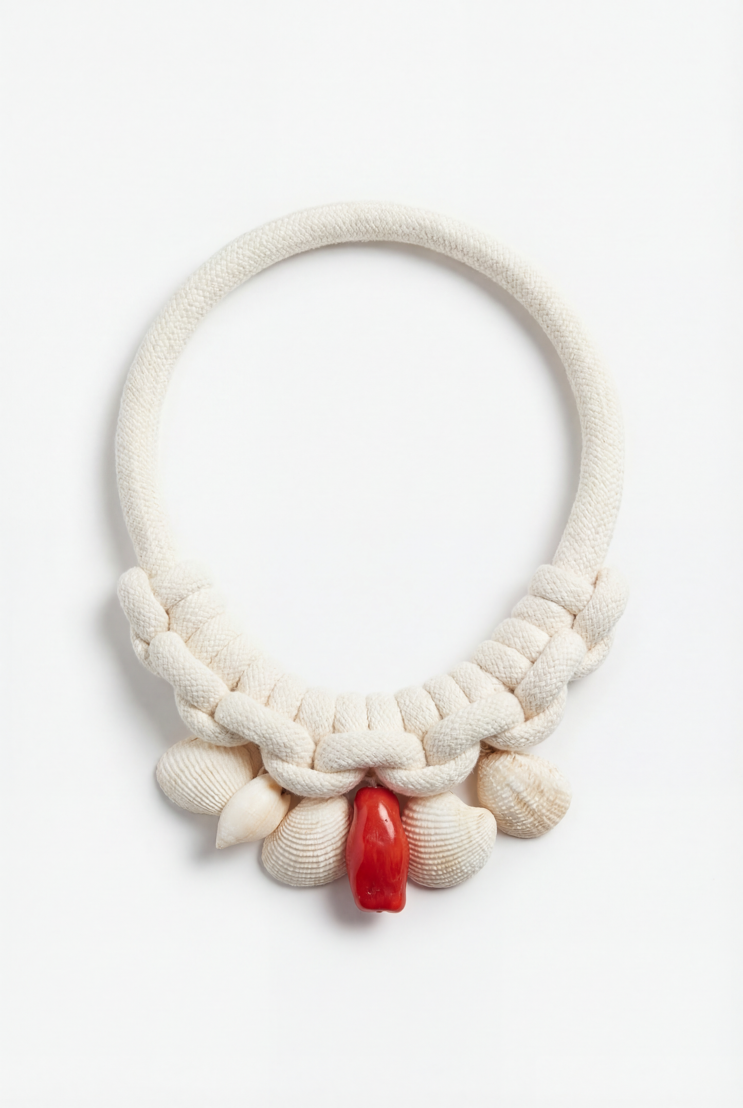 Mi Tienda Collar Corallo Bianco Trenzado con Acento Coral