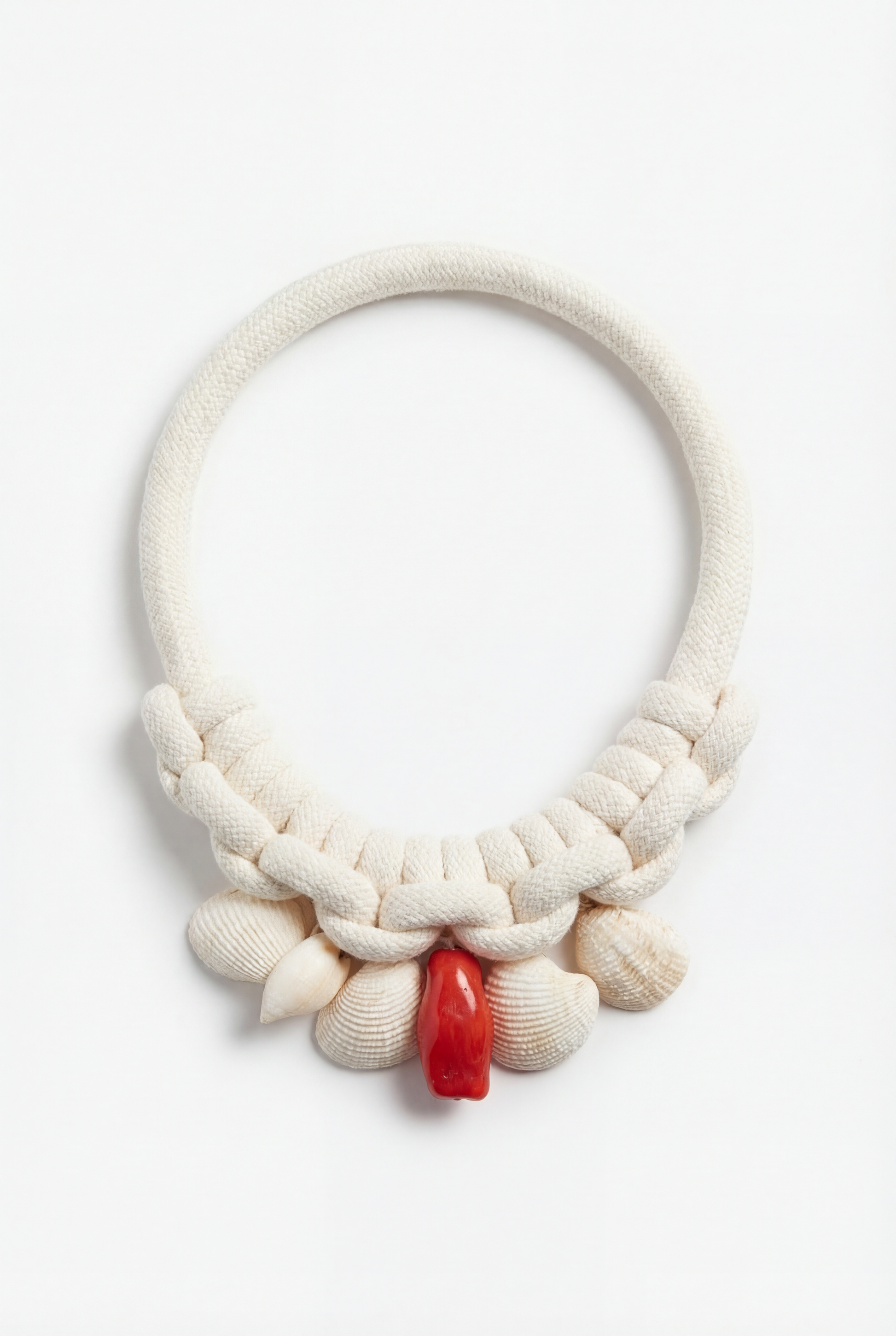 Mi Tienda Collar Corallo Bianco Trenzado con Acento Coral