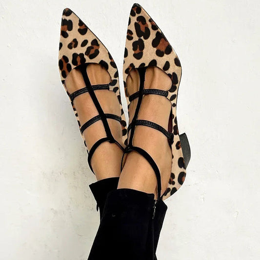 Franca Zapatos de Tacón con Correa de Leopardo para Mujer