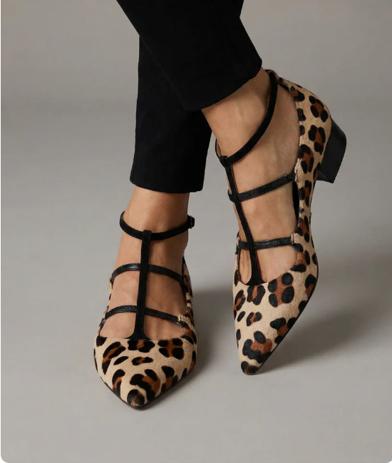Franca Zapatos de Tacón con Correa de Leopardo para Mujer