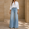 Lenglia Vaqueros Wide-Leg de Tiro Alto para Mujer